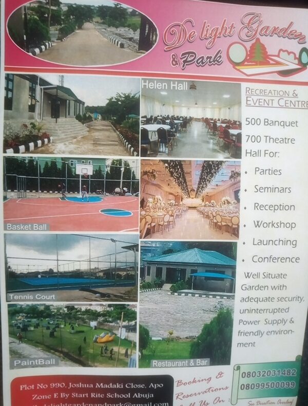 De Light Garden And Park Event Venue In Abuja Nigeria